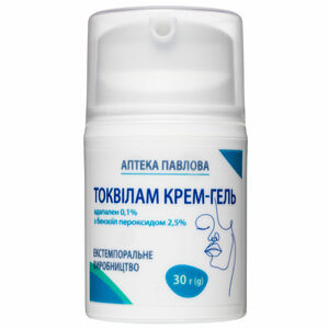 Токвілам крем-гель адапален 0,1% з бензоїл пероксидом 2,5% флакон 30 мл